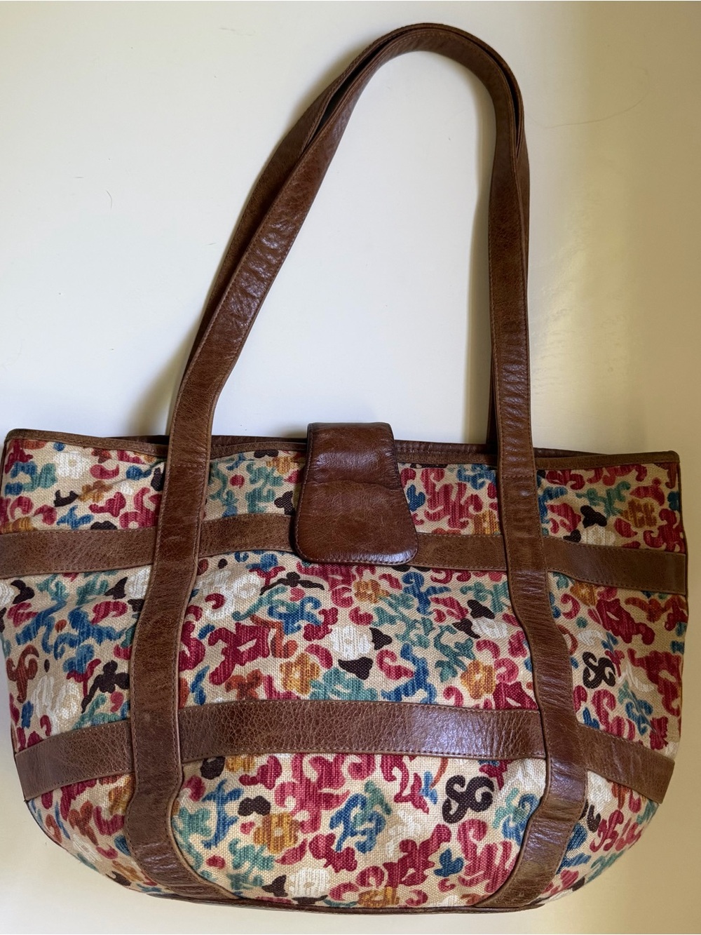 Kaia Peterka Vintage Bag Purse Tote Tapestry Leather Shoulder Bag Boho